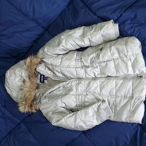 Lands' End girls size 10-12 winter coat - silver